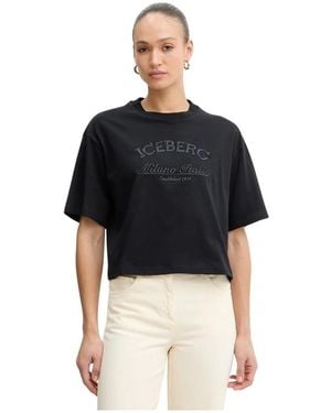 Iceberg Tops ,Zwart ,Katoen Katoenen T-Shirt