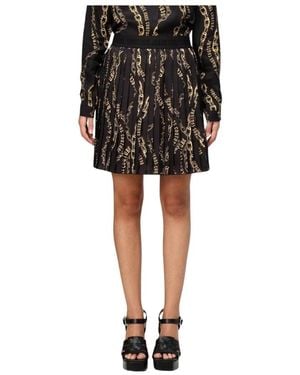 Versace Jeans Couture Chain Print Pleated Mini Skirt - Zwart