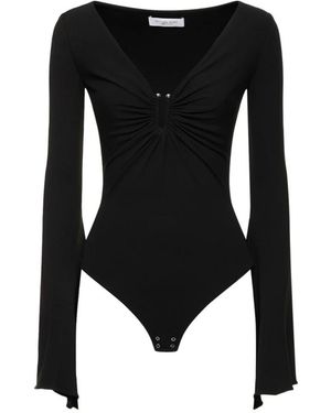 Michael Kors Stretch Matte Jersey Bell-Sleeve Bodysuit - Schwarz