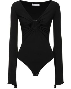 Michael Kors Tops ,Zwart ,Stretch Matte Jersey Bodysuit Met Bell-Mouwen