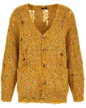 R13 Distressed Alpaca Cardigan - Geel