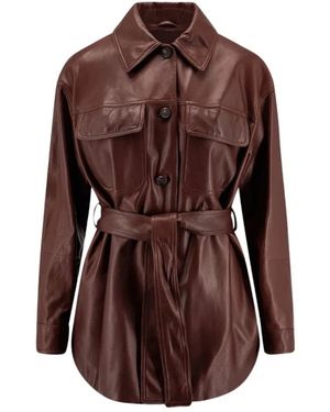 Brunello Cucinelli Leren Jas Met Ceintuur - Bruin
