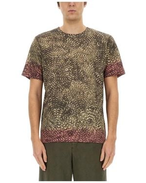 Dries Van Noten Bedruikt Katoenen T-Shirt - Groen