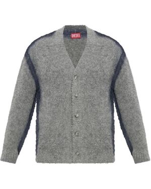 DIESEL Truien & Vesten ,Grijs ,Wol K-Remo Geborstelde Gebreide Cardigan