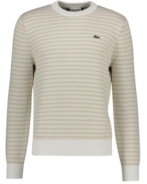 Lacoste Gestreifter Pullover Mit Rundhalsausschnitt - Grau