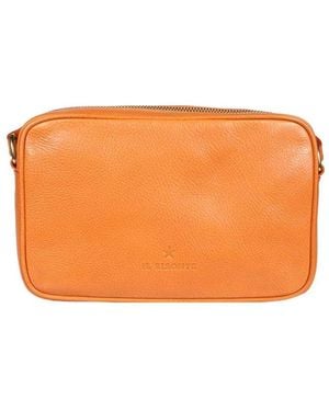 Il Bisonte Stilvolle Leder-Crossbody-Tasche - Orange