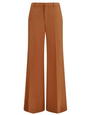 Chloé Broeken ,Bruin ,Katoen Broek Met Wijde Pijpen En Hoge Taille