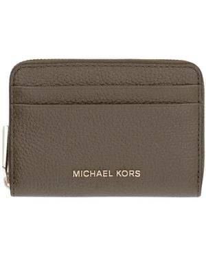 Michael Kors Jet Set Kleines Genarbtes Leder Reißverschluss-Kartenetui - Grün
