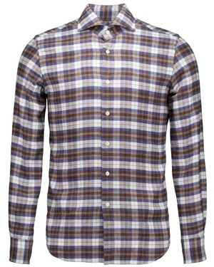 Xacus Overhemden ,Bruin ,Washed Shirt - Blauw