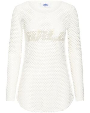 Ball Tops ,Wit ,Polyester Witte Longsleeve Met Print