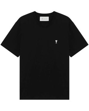 Ami Paris Quota T-Shirt Met Contrasterend Logo - Zwart
