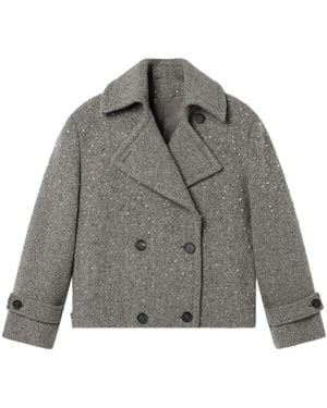 Golden Goose Double-Breasted Jas Met Strass-Steentjes - Grijs
