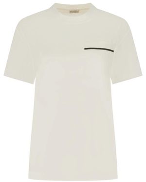 Brunello Cucinelli Tops ,Wit ,Katoen Katoenen Jersey T-Shirt Met Ronde Hals