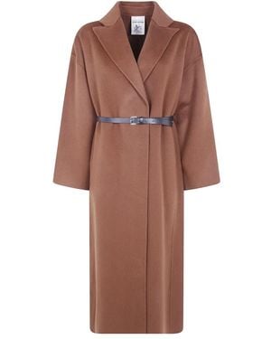 Semicouture Belted Coats - Bruin
