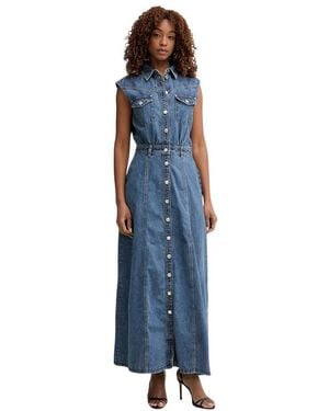 Guess Rugiada Denim Maxi Jurk - Blauw