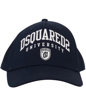 DSquared² Accessoires ,Blauw ,Katoen Blauwe College Stijl Visor Pet