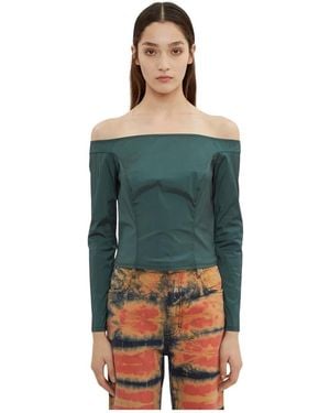 Eckhaus Latta Bardot Hals Portret Top - Groen