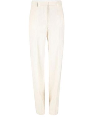 Dries Van Noten Broeken ,Katoen Pantalon En Coton Rayé Fil De Papier - Wit