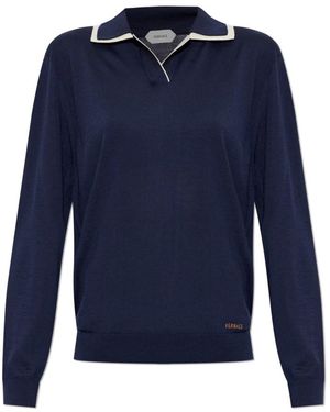 Versace V-Neck Knitwear - Bleu