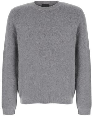 Emporio Armani Truien & Vesten ,Grijs ,Wol Crew Neck Pullover