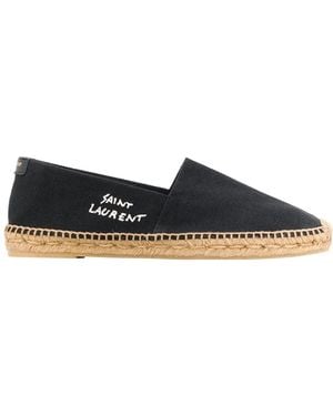 Saint Laurent Klassieke Instappers Met Geweven Jute - Blauw