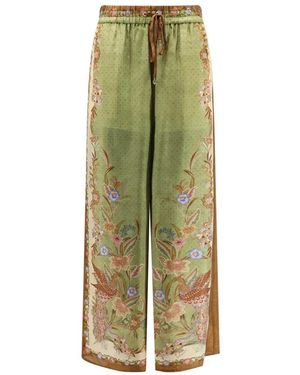 Zimmermann Broeken ,Veelkleurig ,Indra Relaxed Pant - Groen