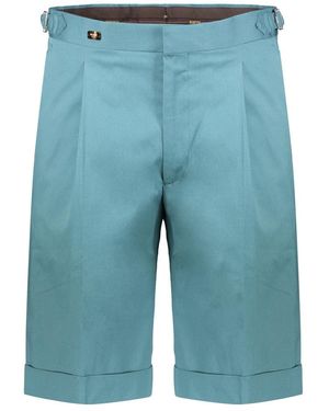 Moorer Korte Broeken ,Blauw ,Katoen Bermuda Met Figurnaden