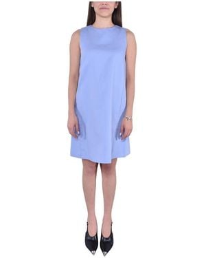 Weekend by Maxmara Ärmelloses Baumwoll- Und Leinen-Trapezkleid - Blau