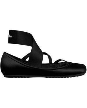 Dior Schwarze Ballett Flache Elastikband