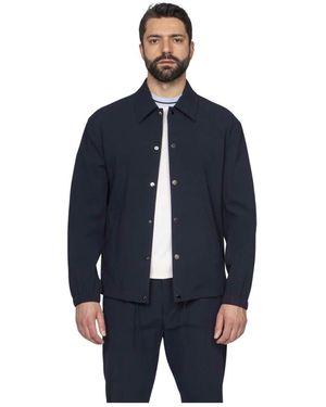 Paolo Pecora Jassen ,Blauw ,Katoen Double Knit Jacket