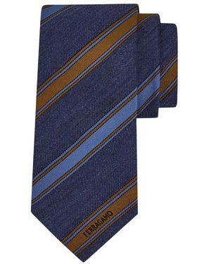Ferragamo Accessoires ,Veelkleurig ,Cravatta Jacquard Regimental - Blauw