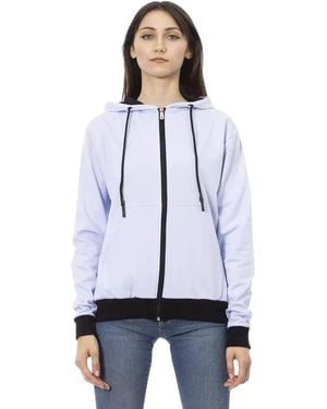Baldinini Hoodies & Sweatvesten ,Paars ,Katoen Katoenen Sweater Met Capuchon - Blauw