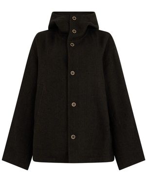 Uma Wang Jassen ,Bruin ,Katoen Hooded Jacket - Zwart