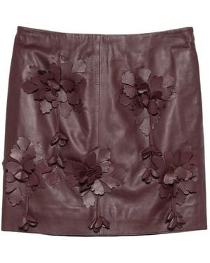 Alberta Ferretti Floral Appliqué Lederrok - Paars