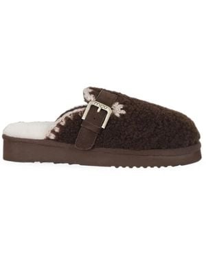 Mou Schoenen ,Bruin ,Wol Curly Sheepskin Clog Slipper
