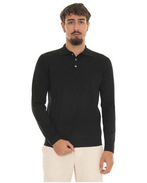 hindustrie Merinowolle langarm-poloshirt - Schwarz