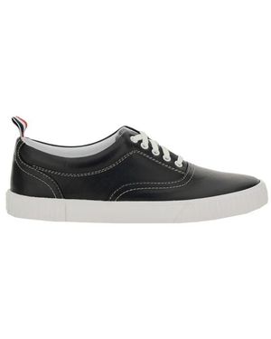 Thom Browne Schwarze logo-tab-ledersneakers