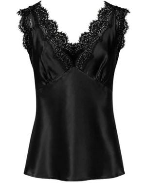 Pink Memories Sleeveless Tops - Black