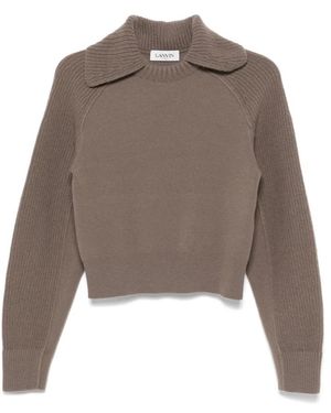 Lanvin Gerippter Ärmel Pullover - Braun