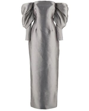 Solace London Schulterfreies Langes Kleid Mit Schlitz - Grau