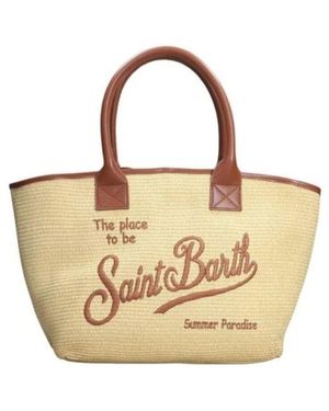 Mc2 Saint Barth Bestickte Geflochtene Tasche Mit Logo - Mettallic