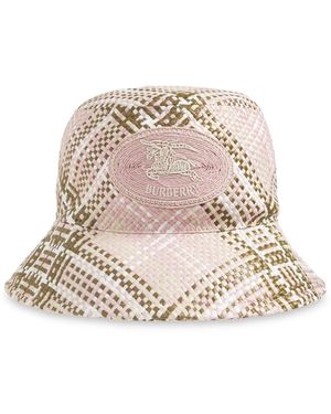 Burberry Accessoires ,Roze ,Check Bucket Hat - Naturel