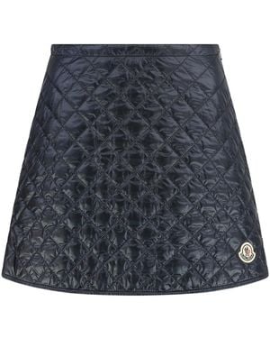 Moncler Gepolierter Mini-Rock Mit Frontlogo-Patch - Blau