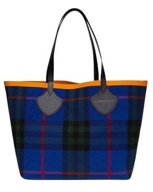 Burberry Grote Reversible Tote Bag Met Giant Check - Blauw