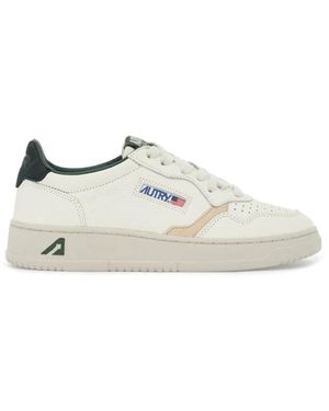 Autry Zapatillas De Cuero Estampado Con Detalles De Ante, Mujer, Talla - Blanco