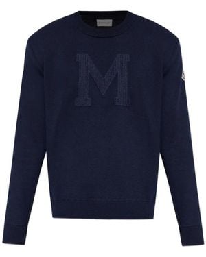 Moncler Logo-Patch Sweatshirt - Blauw