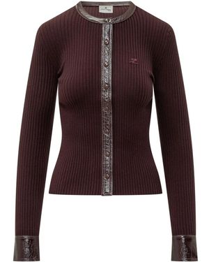 Courreges Truien & Vesten ,Bruin ,Ribgebreide Cardigan - Paars