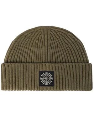 Stone Island Mütze Mit Kompass-Logo-Patch - Grün