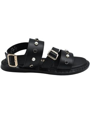 Janet & Janet Flache Sandalen - Schwarz