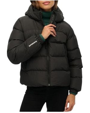 Superdry Schwarze Kapuzenjacke Mit Reißverschluss Und Taschen